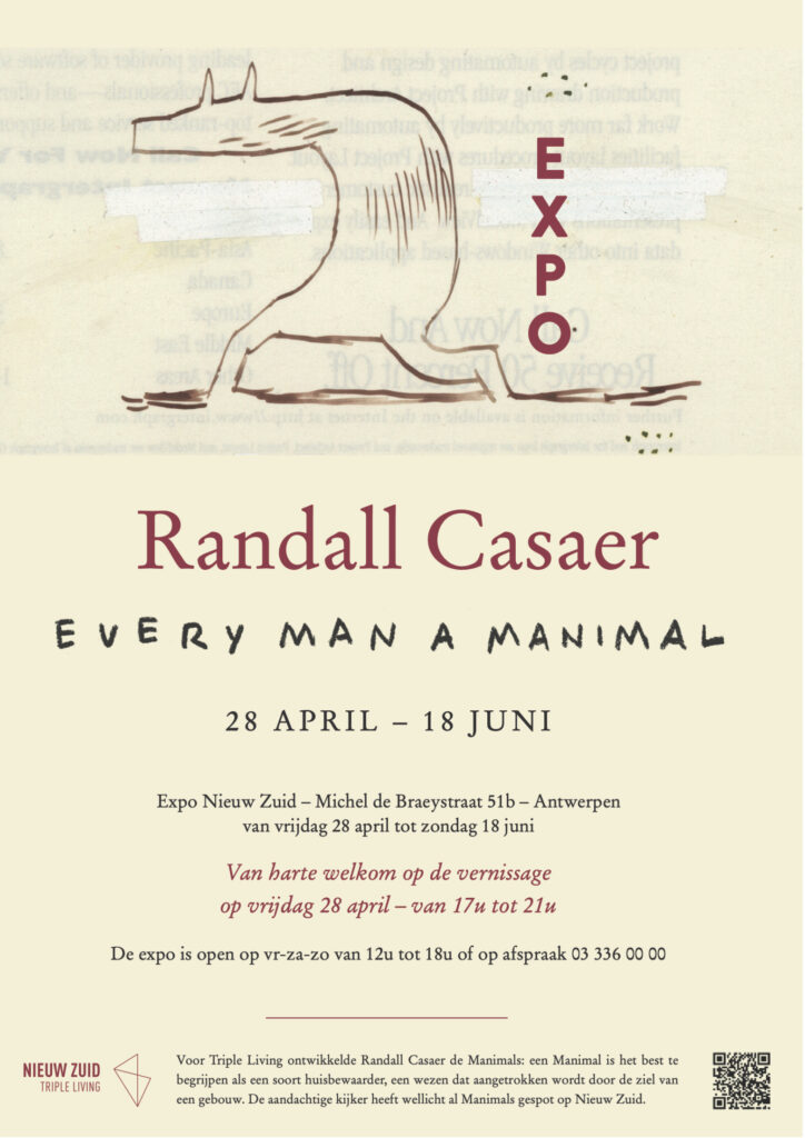 flyer van de expo Every Man a Manimal van Randall Casaer
