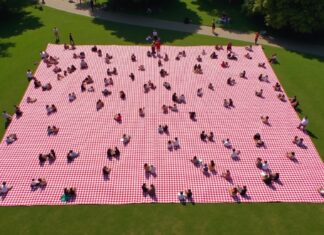 Het grootste picknickdeken strijkt voor het eerst neer op Nieuw Zuid